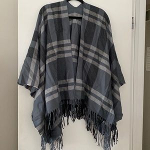 Plaid poncho with fridge by Siizu